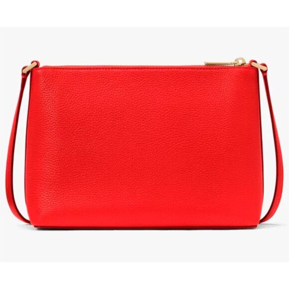 S Kate Spade Leila Crossbody Bag Red Pebbled Leather Purse KG464 NWT $299 Retail - Picture 4 of 8
